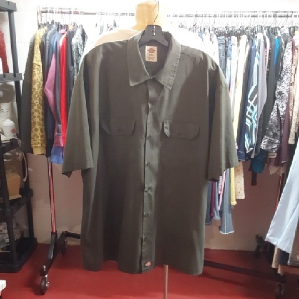 Mens Dickies Dark Green Collared Shirt
